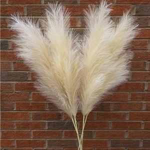 Boho Natural Sand Color Tall Faux Pampas Grass 4 Pieces